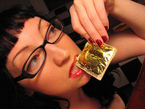 sexy girl with condom